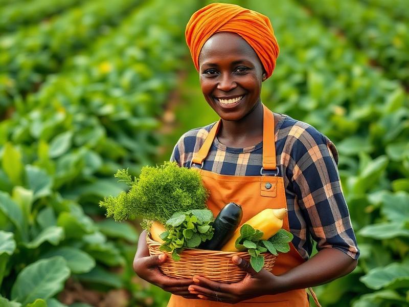 Woman farmer holding vegetables